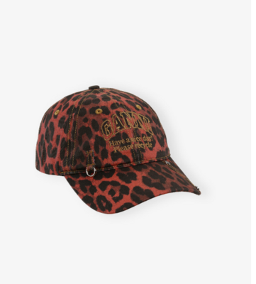 Gorra Ganni de leopardo roja